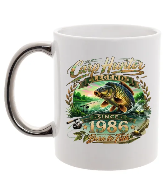 Чашка с цветной ручкой Carp hunter legend Серебро фото