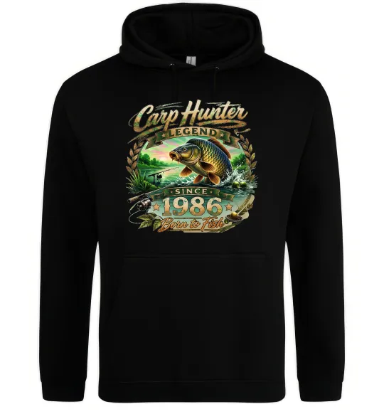 Чоловіча толстовка (худі) Carp hunter legend Чорний фото