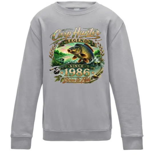 Дитячий світшот Carp hunter legend Сірий меланж фото
