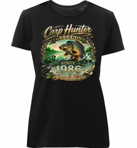 Жіноча преміум футболка Carp hunter legend Чорний фото