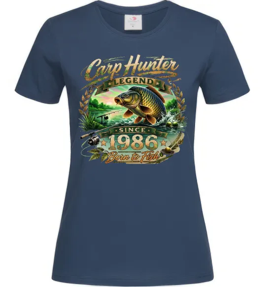 Жіноча футболка Carp hunter legend Темно-синій фото