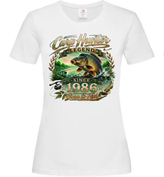 Жіноча футболка Carp hunter legend Білий фото