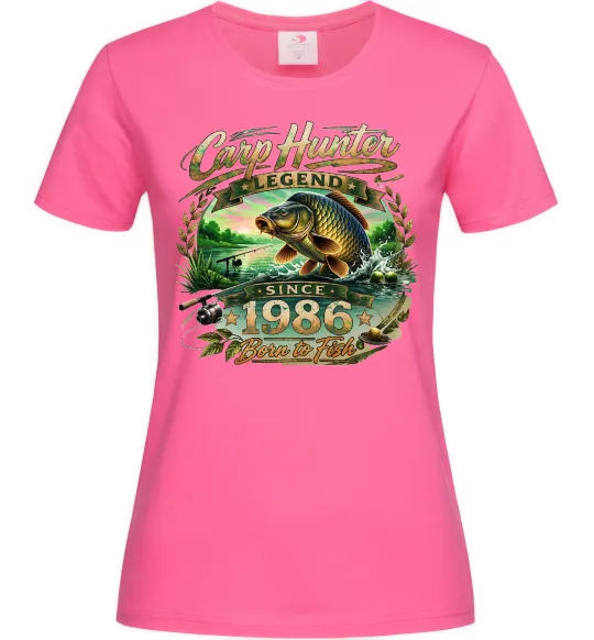 Жіноча футболка Carp hunter legend Яскраво-рожевий фото
