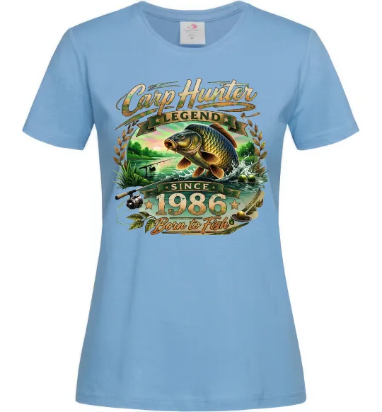 Жіноча футболка Carp hunter legend Блакитний фото