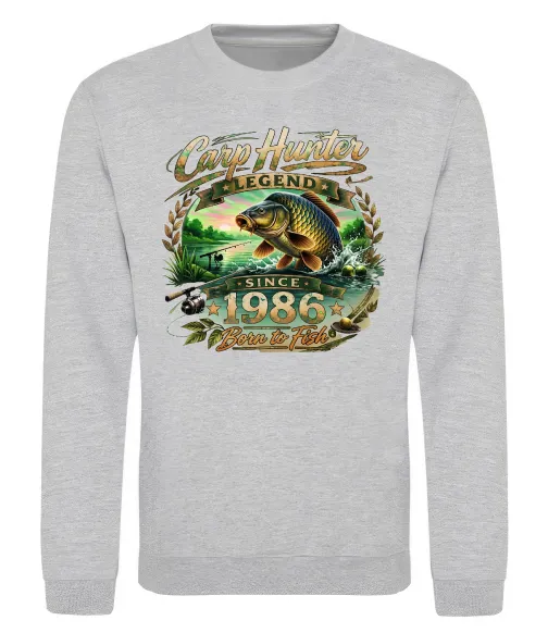 Свитшот Carp hunter legend Серый меланж фото