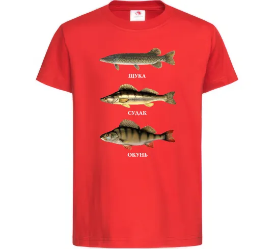 Детская футболка Щука судак та окунь Красный фото