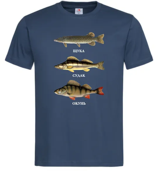 Чоловіча футболка Щука судак та окунь Темно-синій фото