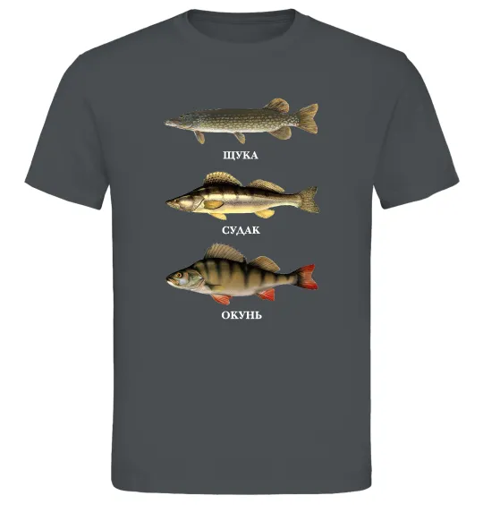 Чоловіча футболка Щука судак та окунь Графіт фото