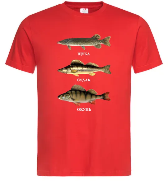 Чоловіча футболка Щука судак та окунь Червоний фото