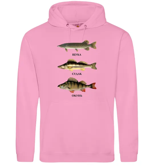 Женская толстовка (худи) Щука судак та окунь Розовый фото