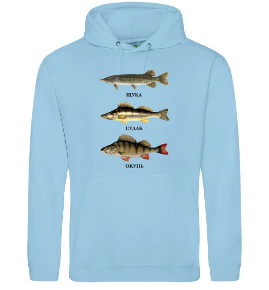 Женская толстовка (худи) Щука судак та окунь Голубой фото