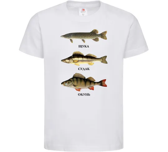 Детская футболка Щука судак та окунь Белый фото