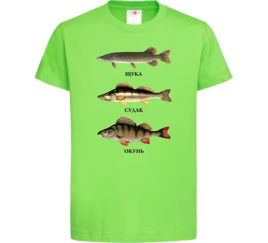 Детская футболка Щука судак та окунь Лаймовый фото