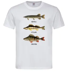 Чоловіча футболка Щука судак та окунь Білий фото