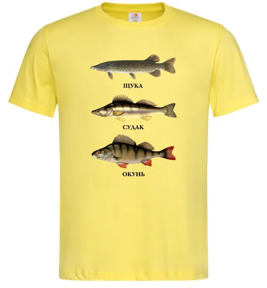 Чоловіча футболка Щука судак та окунь Лимонний фото