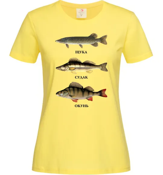 Женская футболка Щука судак та окунь Лимонный фото