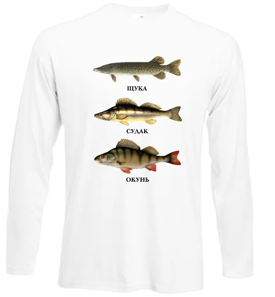 Лонгслив Щука судак та окунь Белый фото