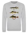 Свитшот Щука судак та окунь Серый меланж фото