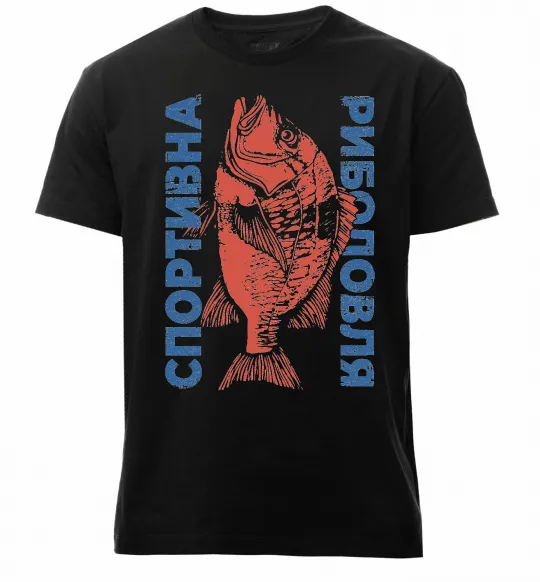 Мужская премиум футболка Спортивна риболовля Черный фото