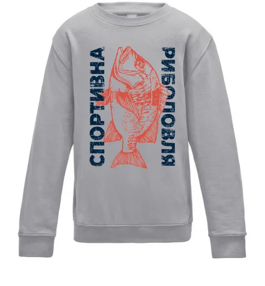 Детский Свитшот Спортивна риболовля Серый меланж фото