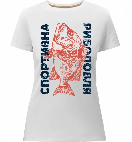 Женская премиум футболка Спортивна риболовля Белый фото