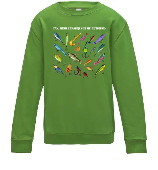 Дитячий світшот Рибальські снасті Лаймовий фото