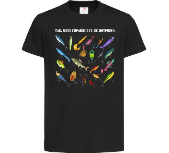 Дитяча футболка Рибальські снасті Чорний фото