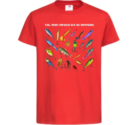 Дитяча футболка Рибальські снасті Червоний фото