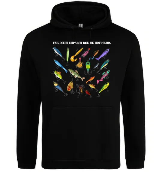 Жіноча толстовка (худі) Рибальські снасті Чорний фото