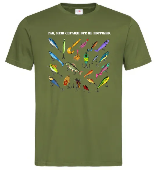 Мужская футболка Рибальські снасті Оливковый фото