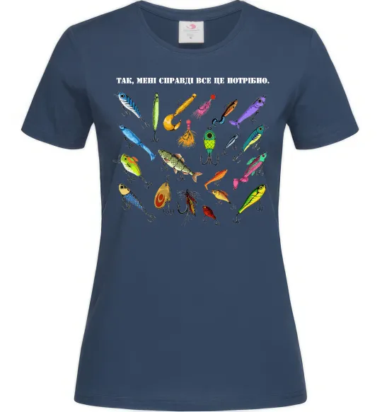 Жіноча футболка Рибальські снасті Темно-синій фото