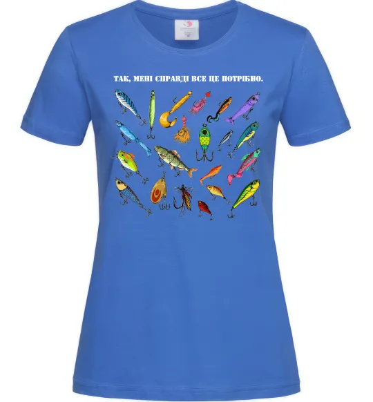 Жіноча футболка Рибальські снасті Яскраво-синій фото