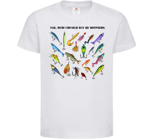 Дитяча футболка Рибальські снасті Білий фото