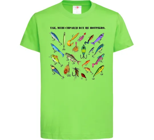 Дитяча футболка Рибальські снасті Лаймовий фото