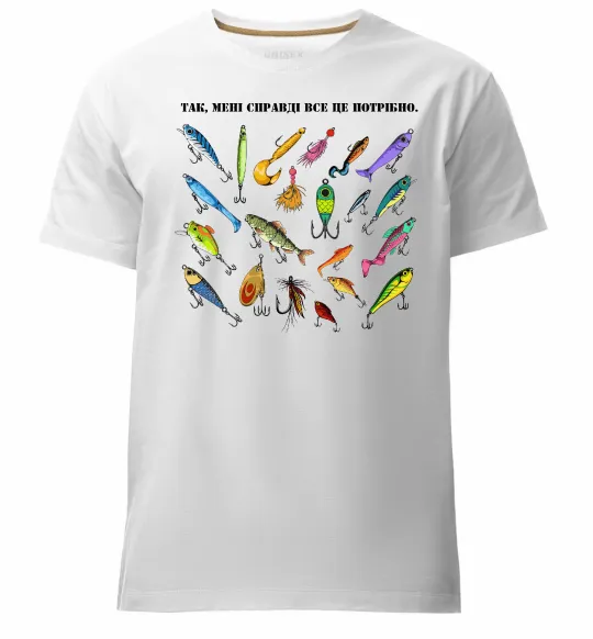 Чоловіча преміум футболка Рибальські снасті Білий фото