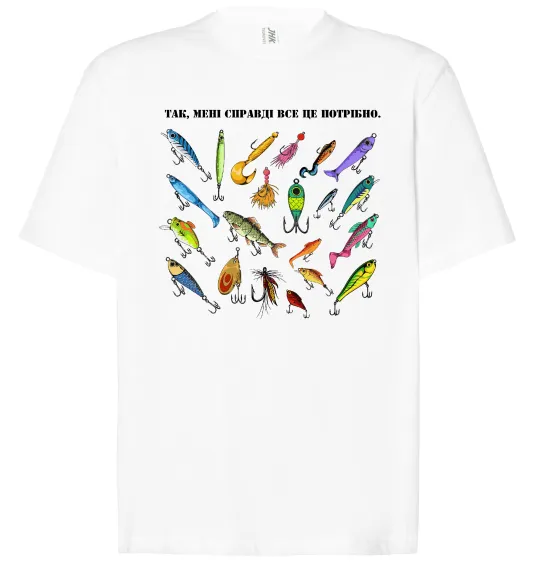 Футболка Оверсайз Рибальські снасті Білий фото