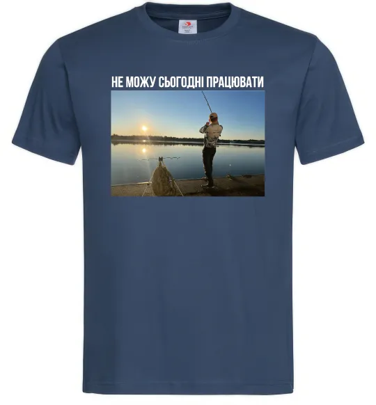 Чоловіча футболка Не можу сьогодні працювати з фото Темно-синій фото