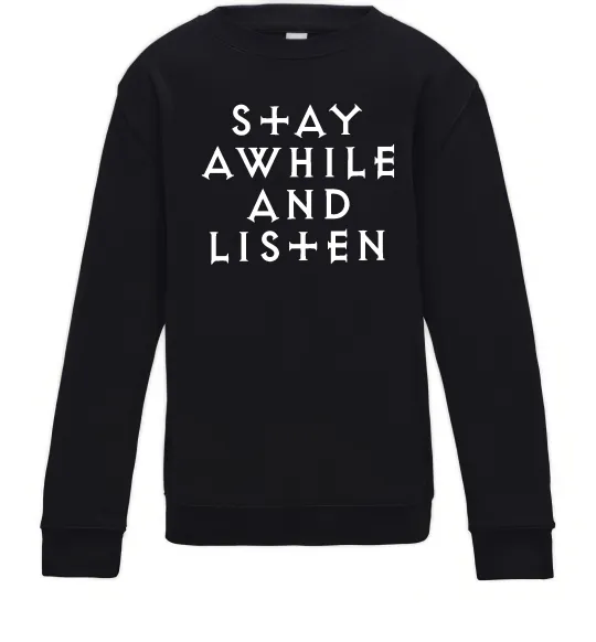 Детский Свитшот Diablo Stay awhile and listen Черный фото