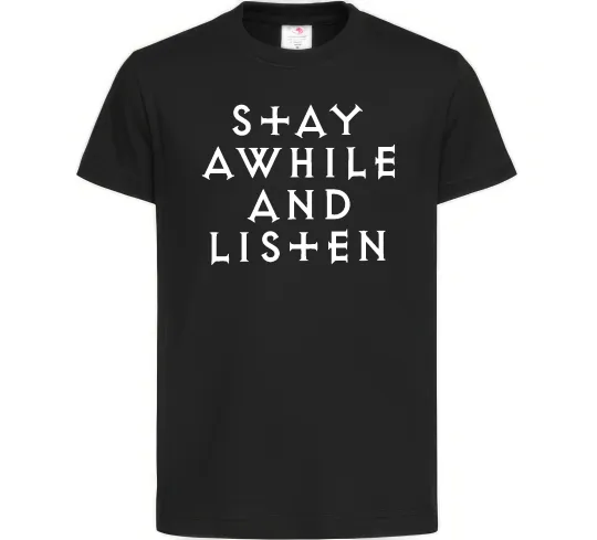 Дитяча футболка Diablo Stay awhile and listen Чорний фото