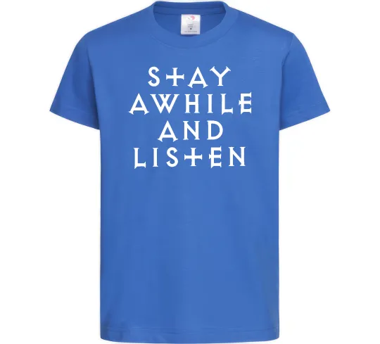 Дитяча футболка Diablo Stay awhile and listen Яскраво-синій фото