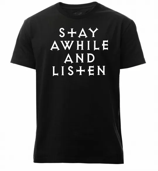 Мужская премиум футболка Diablo Stay awhile and listen Черный фото
