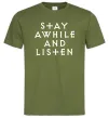 Мужская футболка Diablo Stay awhile and listen Оливковый фото