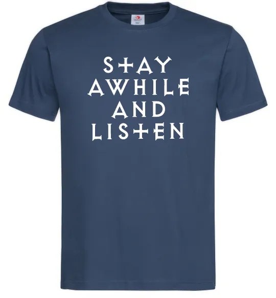 Мужская футболка Diablo Stay awhile and listen Темно-синий фото