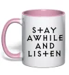Чашка з кольоровою ручкою Diablo Stay awhile and listen Ніжно рожевий Чашка з кольоровою ручкою Diablo Stay awhile and listen Ніжно рожевий фото