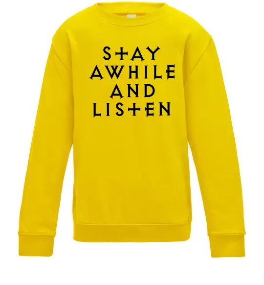 Детский Свитшот Diablo Stay awhile and listen Солнечно желтый фото