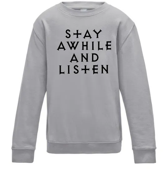Детский Свитшот Diablo Stay awhile and listen Серый меланж фото