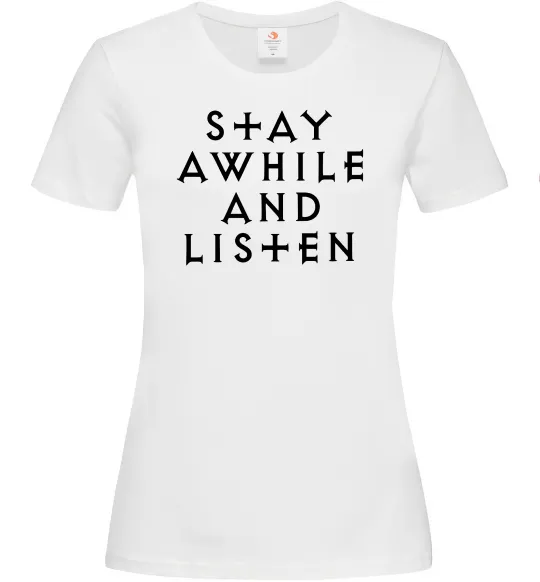 Женская футболка Diablo Stay awhile and listen Белый фото