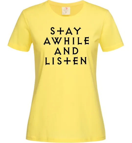 Женская футболка Diablo Stay awhile and listen Лимонный фото