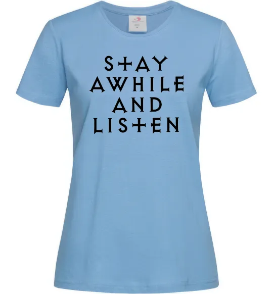 Женская футболка Diablo Stay awhile and listen Голубой фото