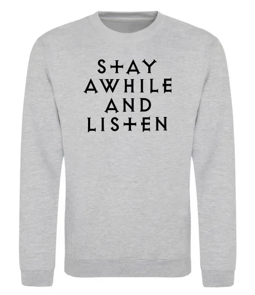 Свитшот Diablo Stay awhile and listen Серый меланж фото